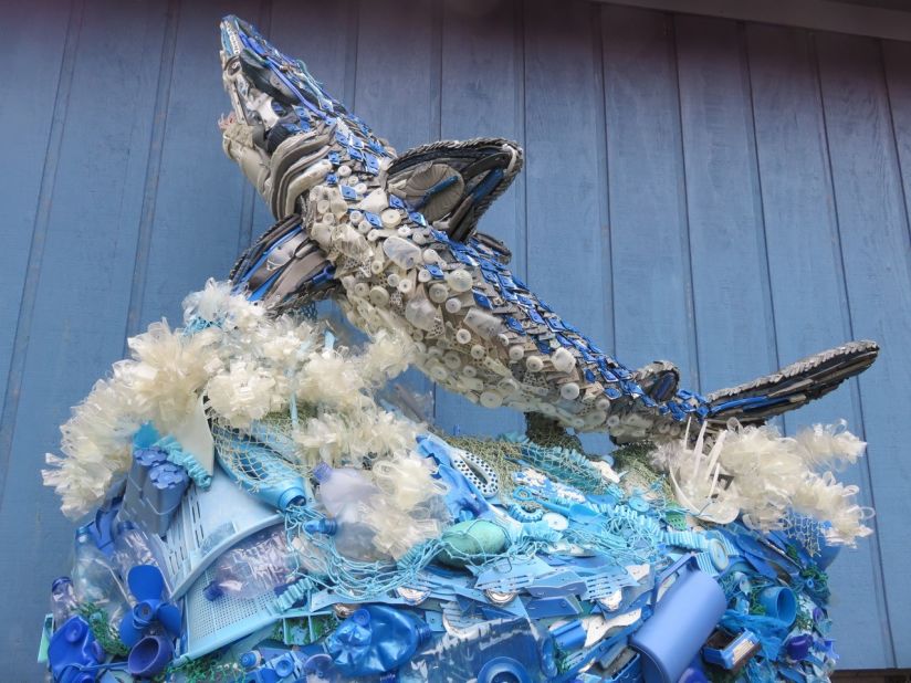 "I started rallying the troops by giving presentations. In the first few months we made 13 sculptures with 500 volunteers," she says.<br /><br />There are now around 70 sculptures. Washed Ashore is a non-profit organization and it has a permanent exhibit in Bandon, Oregon, and <a href="http://washedashore.org/exhibit/exhibit-locations/" target="_blank" target="_blank">itinerant exhibits</a> around the US.