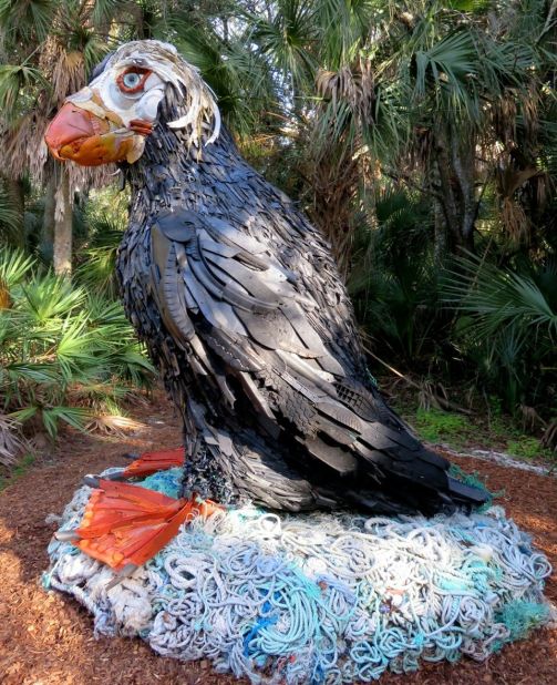 The sculpture are impressive in size: this puffin is 9 feet tall and about 6 feet wide.