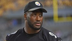 PITTSBURGH, PA - AUGUST 12: Linebacker James Harrison #92 of the Pittsburgh Steelers looks on from the sideline during a National Football League preseason game against the Detroit Lions at Heinz Field on August 12, 2016 in Pittsburgh, Pennsylvania. The Lions defeated the Steelers 30-17. (Photo by George Gojkovich/Getty Images)
