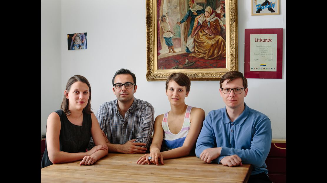 Valerie Schamberger shares a flat with Nora Katona, Roman Pable and Syrian refugee Mouhanad Mourad in Vienna, Austria.