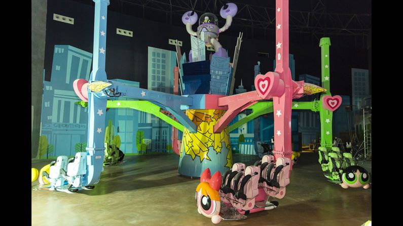 There are also characters under license from Cartoon Network, which is owned by CNN's parent company, Turner. The Powerpuff Girls ride lets little ones take to the skies alongside Blossom, Bubbles and Buttercup. 