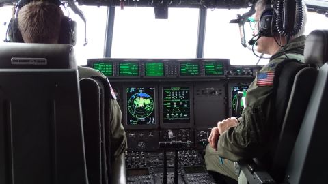 Inside Hermine, visibility on the flight deck of an Air Force Hurricane Hunter was zero at times.  