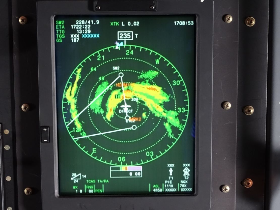 Hermine as it looked on the plane's radar