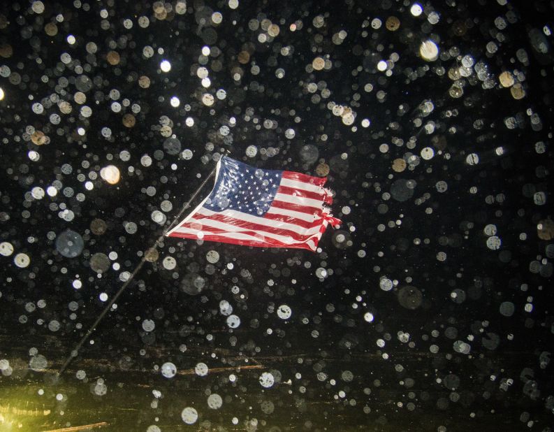 High winds bend a flagpole in Shell Point Beach early on September 2.