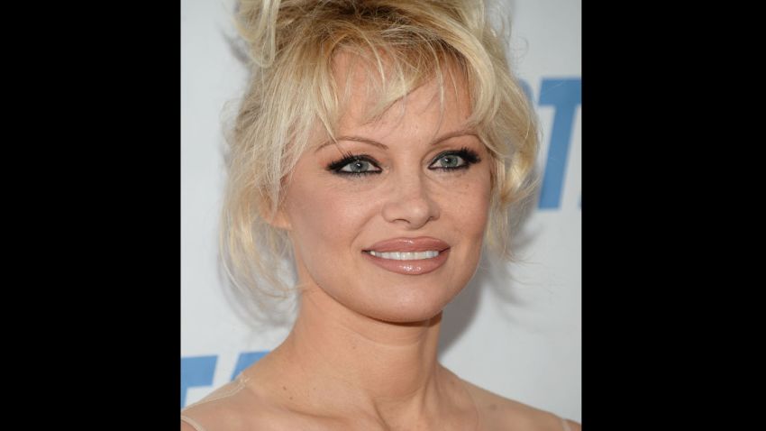 Actress Pamela Anderson attends the LA launch party for Prince's PETA Song at PETA in June in Los Angeles, California.