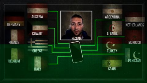 This graphic, featuring suspected ISIS operative Adel Haddadi, shows Haddadi's global network.