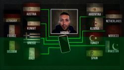 This graphic, featuring suspected ISIS operative Abdel Haddadi, shows his global network.
