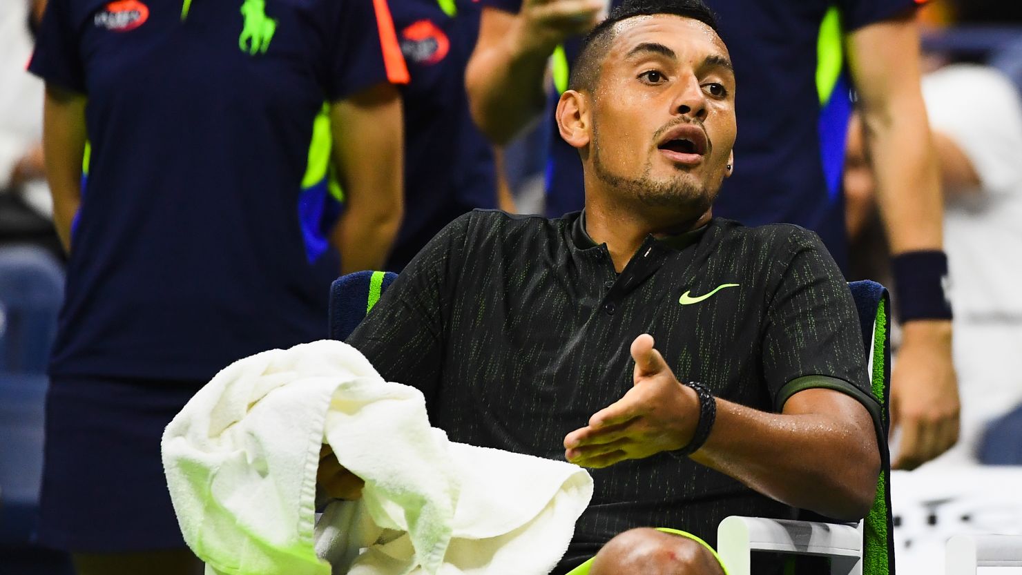Nick Kyrgios was forced to retire from the US Open through injury.