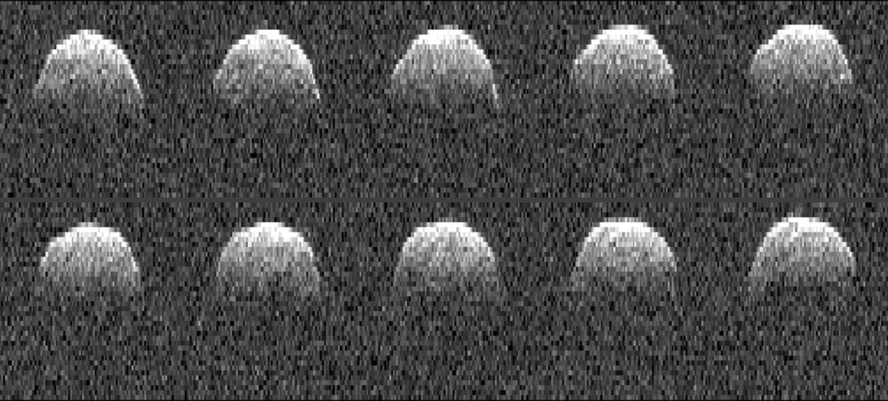 These radar images of asteroid Bennu were obtained by NASA's Deep Space Network antenna in Goldstone, California, on September 23, 1999. This is when they first discovered the asteroid. 