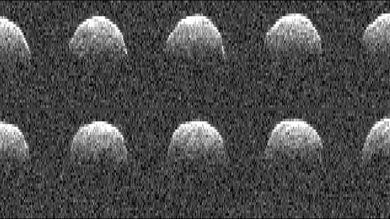 These radar images of asteroid Bennu were obtained by NASA's Deep Space Network antenna in Goldstone, California, on September 23, 1999.