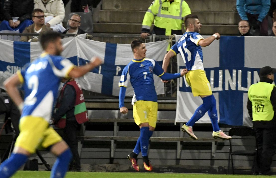 Valon Berisha scored Kosovo's first goal in World Cup qualification, in the 1-1 draw with Finland.