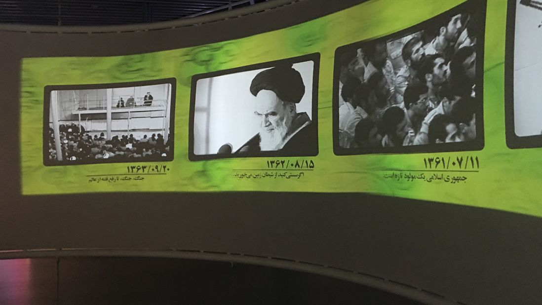 Visitors travel through a timeline of Iranian history from 1979 -- the year of the Iranian Revolution -- through to the present day. 