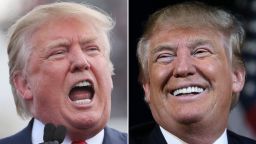 Donald Trump angry vs. Donald Trump smiling Composite