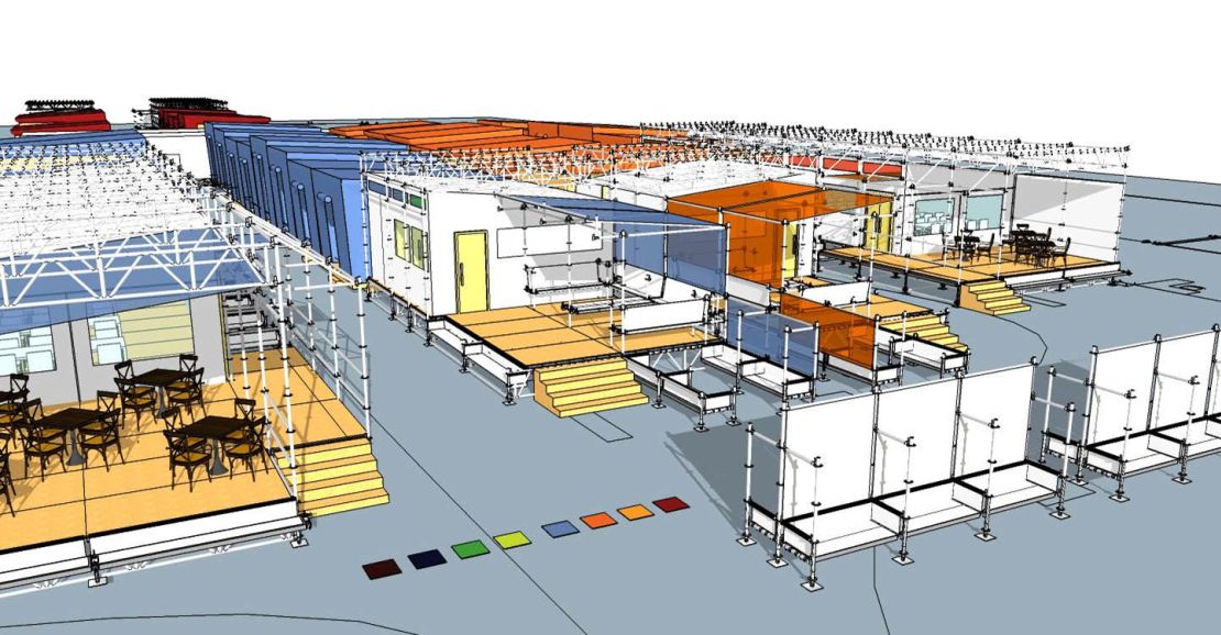 A visualization of a new migrant camp being built in Paris. 