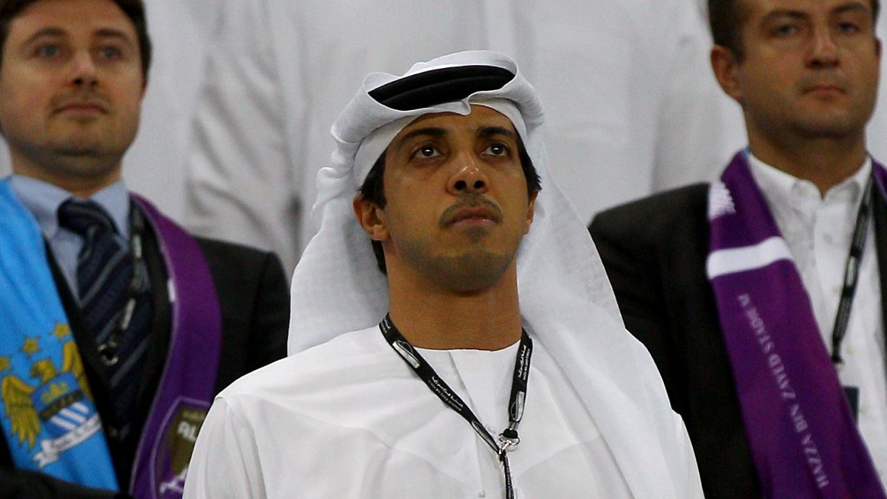 AL AIN, UNITED ARAB EMIRATES - MAY 15: Manchester City owner Sheikh Mansour bin Zayed Al Nahyan are pictured during the friendly match between Al Ain and Manchester City at Hazza bin Zayed Stadium on May 15, 2014 in Al Ain, United Arab Emirates. (Photo by Francois Nel/Getty Images)