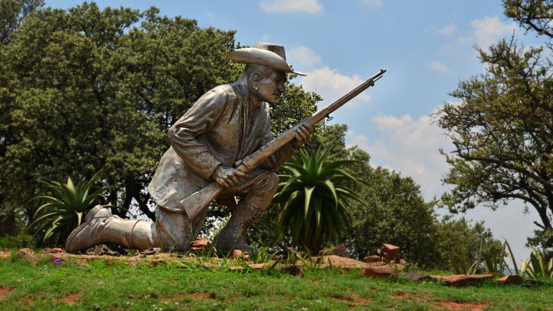 A sculpture of Danie Theron, an Afrikaner hero killed during the Boer War, stands at the entrance of Fort Schanskop, one of the four Pretoria forts that once guarded the city.