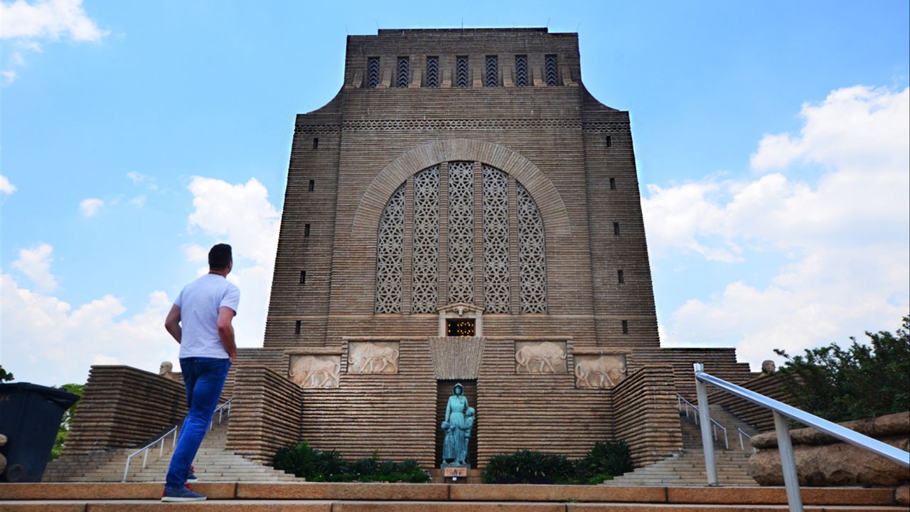 The Voortrekker monument overlooks a nature reserve.