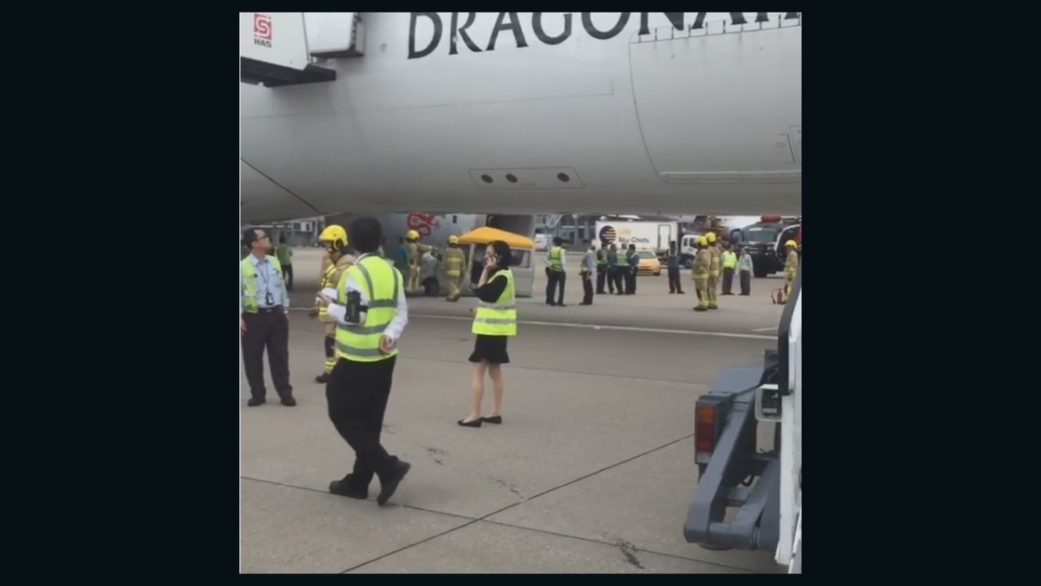 A Dragonair plane crashed into a van at Hong Kong International Airport on Thursday.