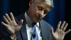 Libertarian presidential nominee Gary Johnson gestures as he speaks during a 2016 Presidential Election Forum, hosted by Asian and Pacific Islander American Vote (APIAVote) and Asian American Journalists Association (AAJA), at The Colosseum at Caesars Palace August 12, 2016 in Las Vegas, Nevada.