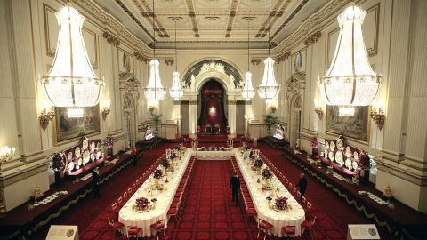 You could attend (to) the next banquet at Buckingham Palace.