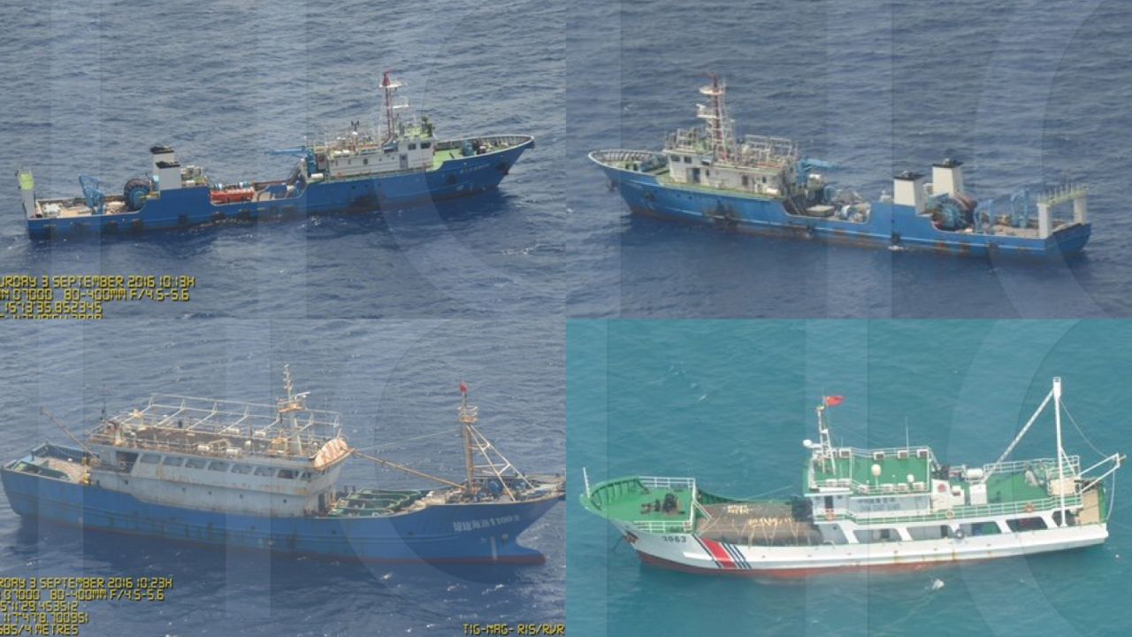 The Philippines has released images of Chinese ships it says are capable of dredging near the disputed Scarborough Shoal.