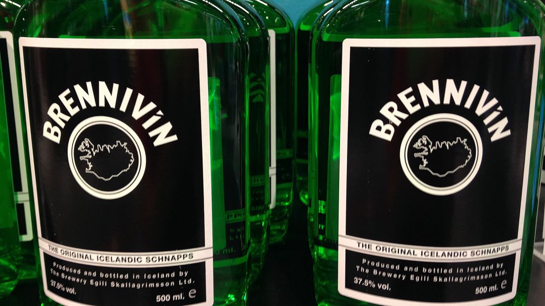 Brennivin is the most famous brand of svartidauði, a clear, unsweetened schnapps also known as Black Death.