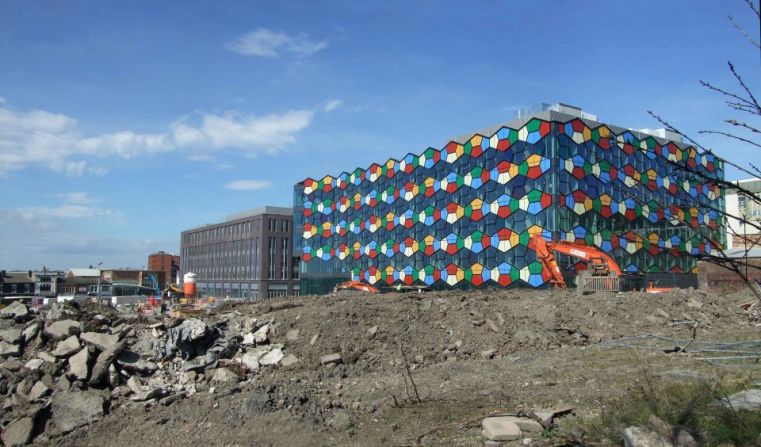 "An aesthetic mutation between the nostalgic 1980s brain games of Connect 4 and Blockbusters might not seem like a natural breeding ground for architectural malevolence but this building proves what happens when colour goes rogue," Building Design wrote of this unique structure. 