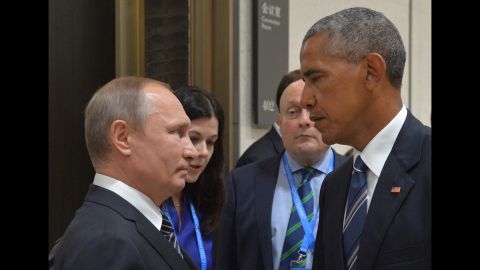 Russian President Vladimir Putin, left, and US President Barack Obama meet at the G-20 Summit in Hangzhou, China, on Monday, September 5. Obama, who had a 90-minute session with Putin, <a href="http://www.cnn.com/2016/09/05/politics/barack-obama-g20-summit-asia/" target="_blank">said their talk was "candid, blunt and businesslike,"</a> and included the issues of cyberintrusions and the Syrian conflict.