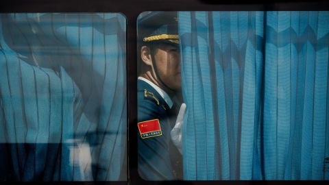 An honor guard looks out a bus window ahead of US President Barack Obama's arrival in Hangzhou, China, on Saturday, September 3. World leaders were gathering in the city for the 11th G-20 Summit. <a href="http://www.cnn.com/2016/09/02/world/gallery/week-in-photos-0902/index.html" target="_blank">See last week in 35 photos</a>