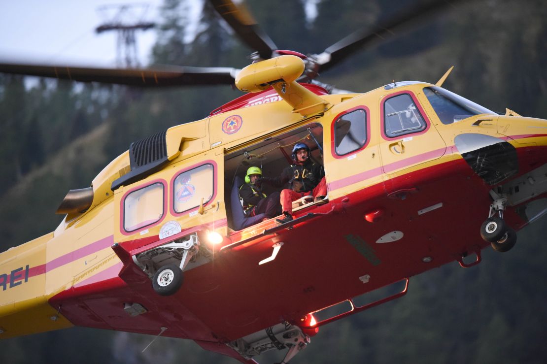 Rescue helicopters were used to help those stranded inside the cable cars.