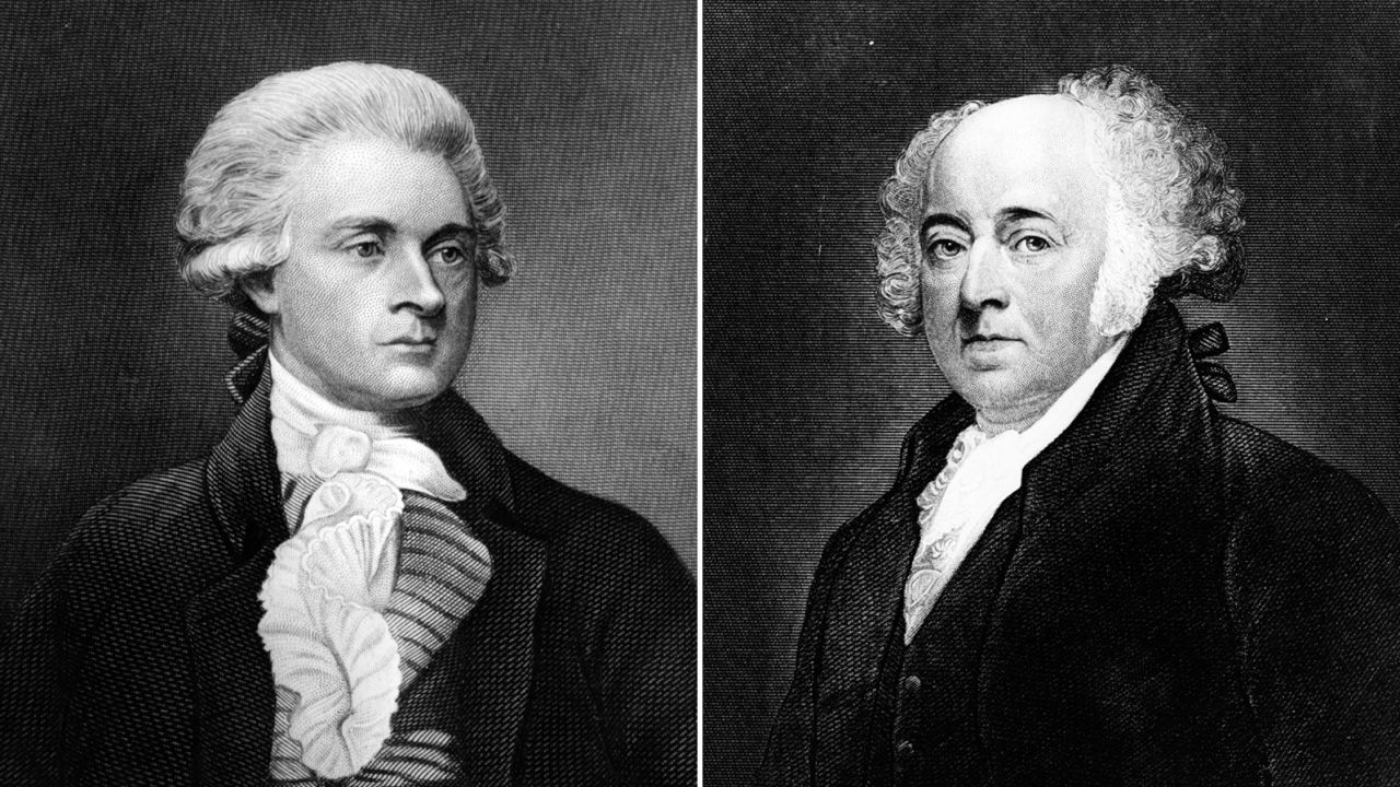 President Thomas Jefferson, left, and his predecessor, President John Adams.