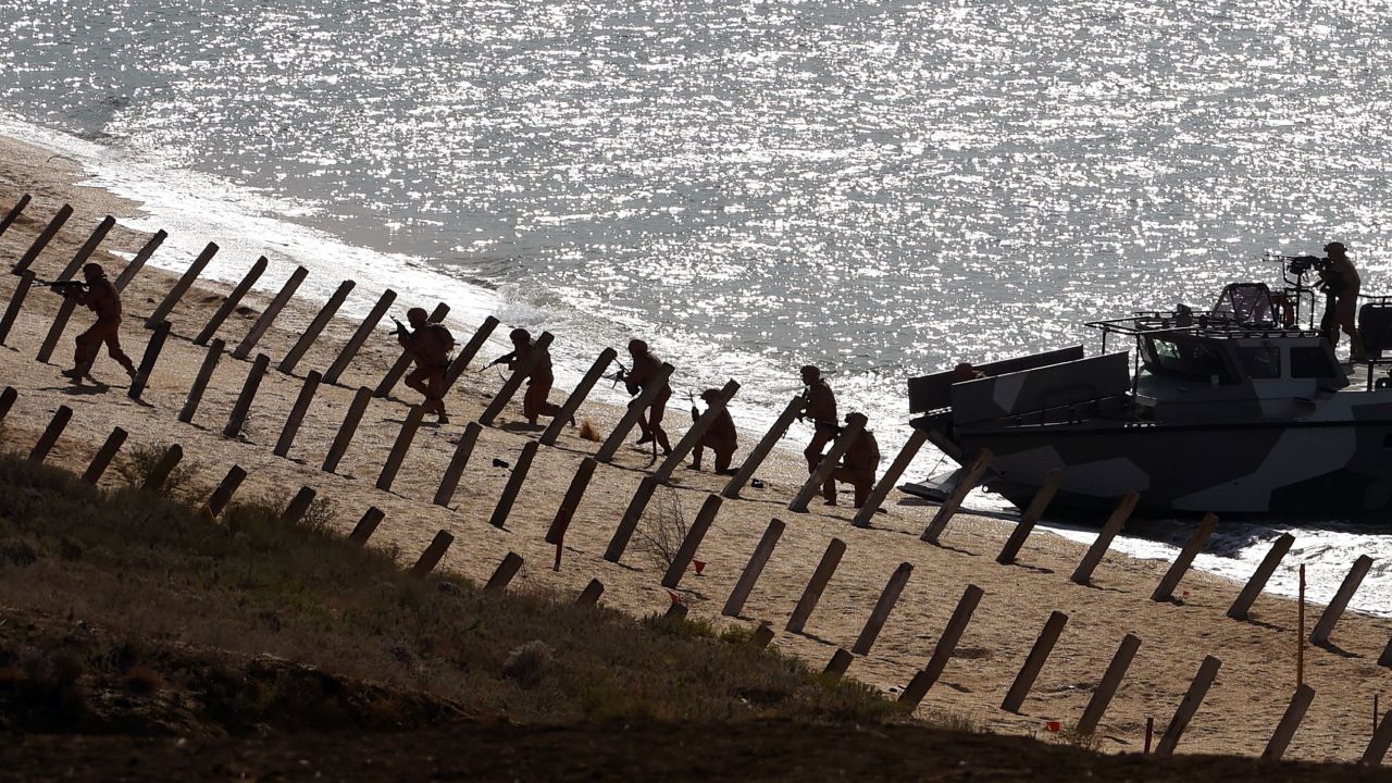 The exercises are taking place on the coast of the Black Sea in Crimea.