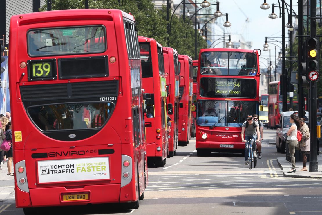 Up to 300 buses travel along Oxford Street during peak hours, making it the most polluted in the world by some measures. 