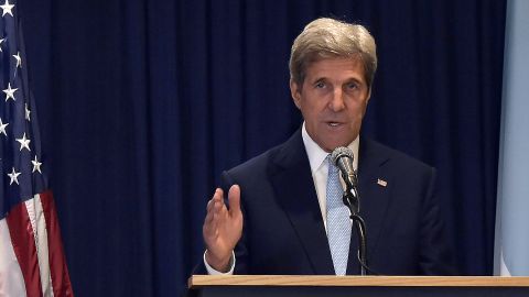 US Secretary of State John Kerry gestures as he speaks during a joint press conference  on August 22, 2016.