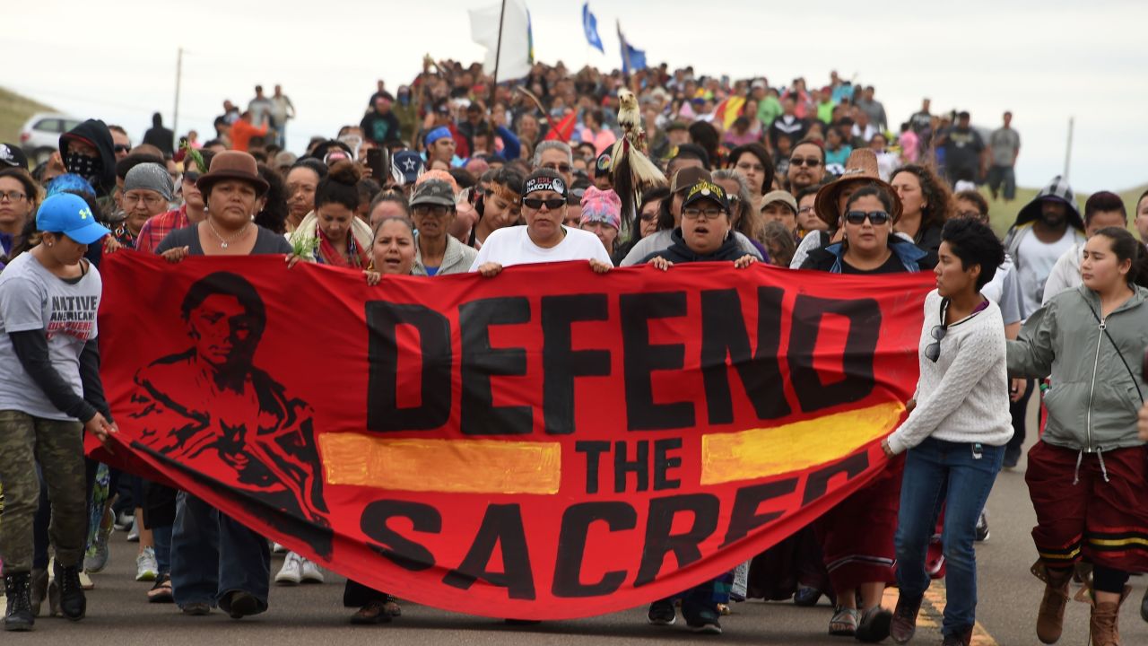Protesters march on September 4 in opposition to the Dakota Access Pipeline.