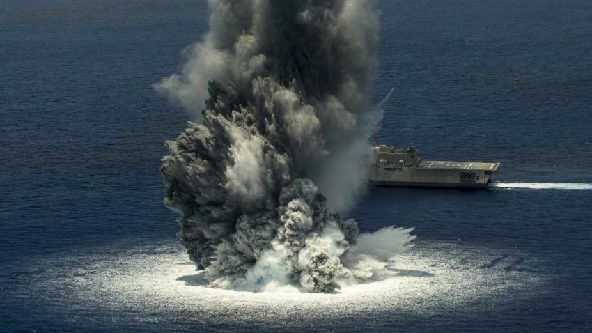 160613-N-DN943-001
ATLANTIC OCEAN (June 10, 2016) The littoral combat ship USS Jackson (LCS 6) successfully completes the first of three scheduled full-ship shock trials June 10, 2016. The shock trials are designed to demonstrate the ship's ability to withstand the effects of nearby underwater explosion and retain required capability. Jackson is currently ported at Naval Station Mayport, Fla., for required inspections and preparation for the second full-ship shock trial scheduled for later this month. (U.S. Navy photo by Mass Communication Specialist 2nd Class Michael Bevan/Released)