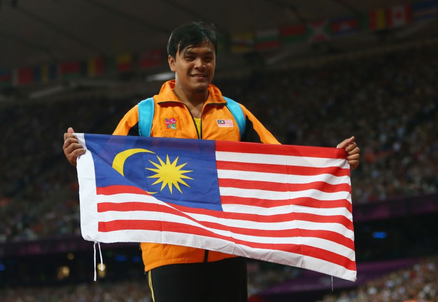 And it wasn't long before the country had its second. Muhammad Ziyad Zolkefli won F20 shot put gold, surpassing the bronze he won in London four years ago (pictured).