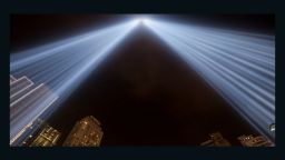 This image of the 9/11 Tribute in Light comes from the 9/11 Memorial taken Saturday evening.