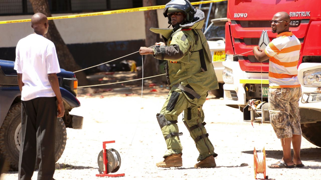 A member of a bomb disposal team at the scene of the attack.