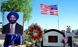 A gas station memorial to one of Sodhi's slain brothers.