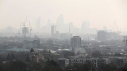 LONDON, ENGLAND - APRIL 10:  The City of London covered in smog seen from Hampstead Heath on April 10, 2015 in London, England. Air pollution and smog has blanketed much of central and Southern England today, posing a possible health risk to those suffering from respiratory diseases, older people and children, according to health charities. (Photo by Dan Kitwood/Getty Images)