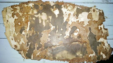 Debris piece with burn/scorch marks to both sides found at Sainte Luce, Madagascar 
