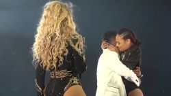 Beyonce's Creative Director John Silver proposes to her dance captain Ashley Everett at a September 10 concert in St. Louis.