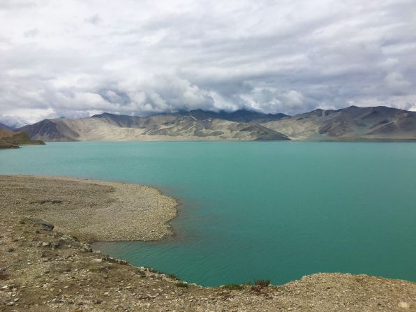 The jade waters of the Karakul Lake, in Xinjiang.