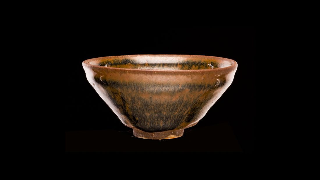 This tea bowl was produced just as the kiln started being used across China. It's called a "hare's fur" tea bowl because the glaze is said to resemble it. 