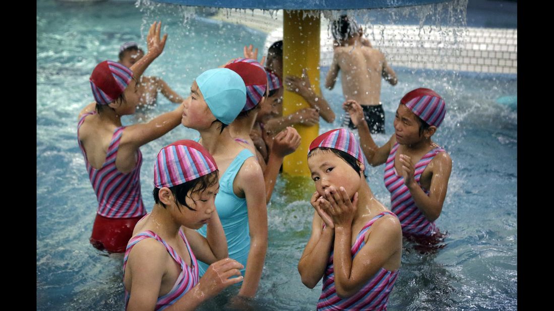 Schoolchildren spend time at the Songdowon International Children's Camp aquatic center. The camp originally opened in the 1960s and was intended to deepen relations with other communist and nonaligned countries.