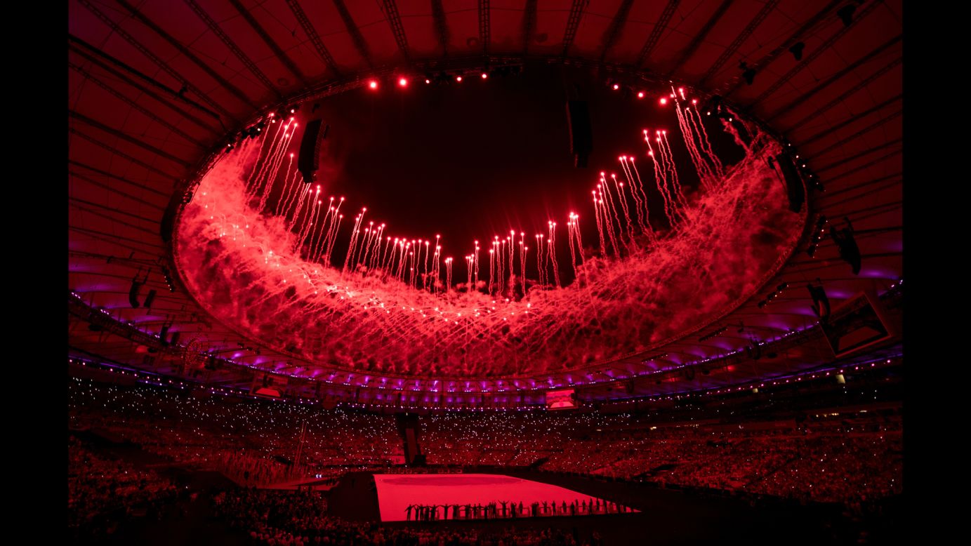 Fireworks light up Maracana Stadium at the Opening Ceremony of the Paralympic Games in Rio de Janeiro, Brazil, on Wednesday, September 7. 