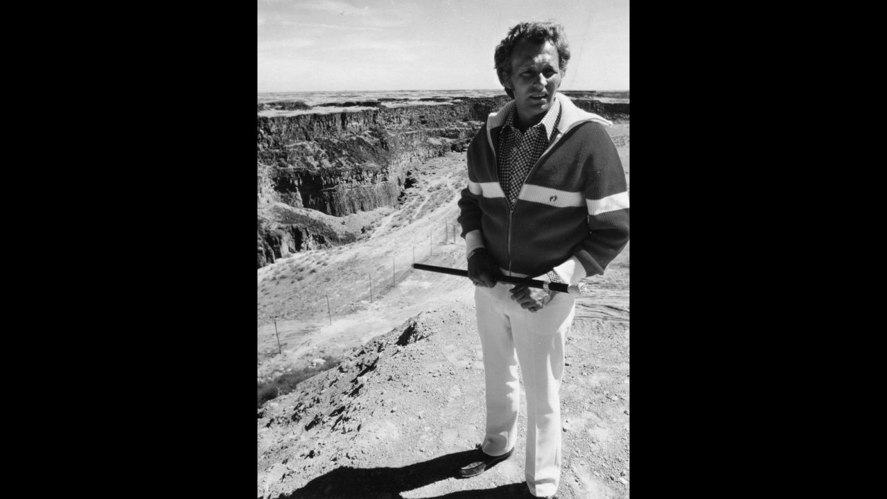 Knievel surveys the canyon, which is about a quarter-mile wide and up to 500 feet deep in places. He had initially hoped to jump the Grand Canyon, but the federal government wouldn't give him a permit.