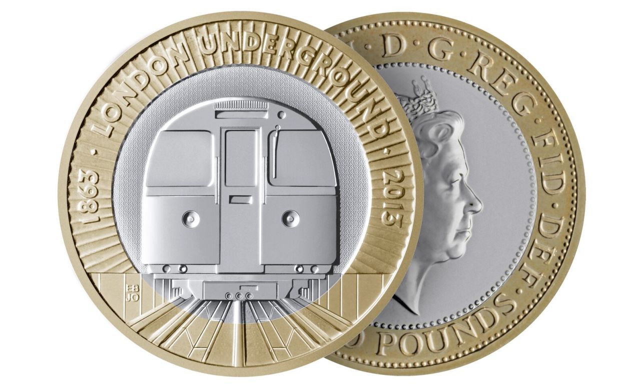 To celebrate the 150th anniversary of the London Underground in 2012, Barber & Osgerby were asked to design a commemorative £2 coin. Their version shows a train emerging from the darkness of a tube tunnel. 