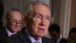 Senate Minority Leader Harry Reid (D-NV) talks to reporters following the weekly Senate Democratic policy luncheon at the U.S. Capitol September 13, 2016 in Washington, DC.
